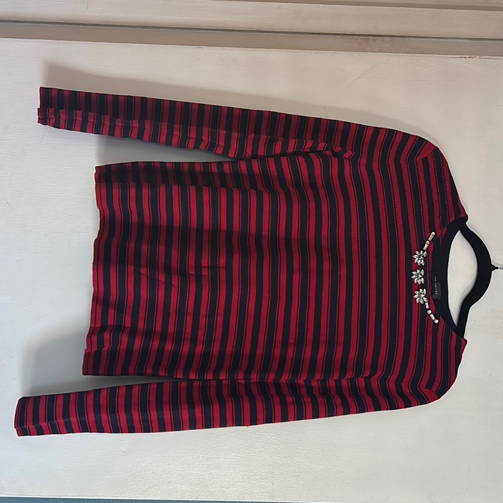 The Limited Red and Black Striped Sweater